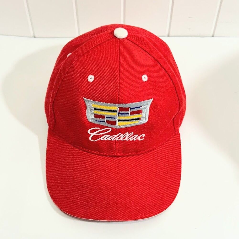 Cadillac Embroidered Logo Red Baseball Cap Dad Hat Adjustable Unisex - Picture 8 of 13
